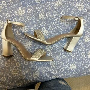 Kelly & Katie Shimmering Silver Block Heels